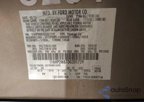 2013 Ford Police Interceptor z USA, uszkodzony, nr VIN 1FAHP2M87DG201729